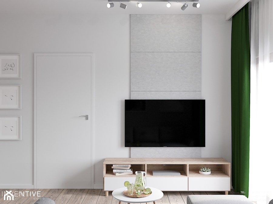 MARKI - Mały biały szary salon, styl minimalistyczny - zdjęcie od INVENTIVE studio