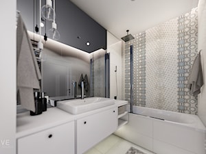 MIESZKANIE URSUS - dwa poziomy - Średnia bez okna z lustrem łazienka, styl nowoczesny - zdjęcie od INVENTIVE studio