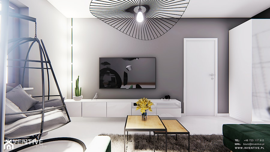 GDYNIA - Średni szary salon, styl minimalistyczny - zdjęcie od INVENTIVE studio