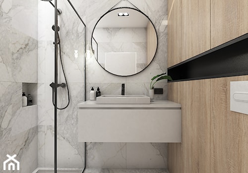 Żoli Żoli - Średnia bez okna z marmurową podłogą z punktowym oświetleniem łazienka, styl minimalistyczny - zdjęcie od INVENTIVE studio