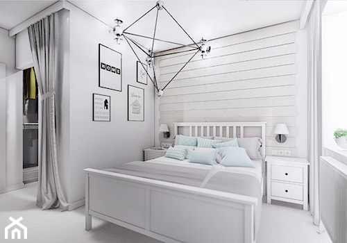 MIESZKANIE URSUS - dwa poziomy - Średnia biała sypialnia z garderobą, styl tradycyjny - zdjęcie od INVENTIVE studio