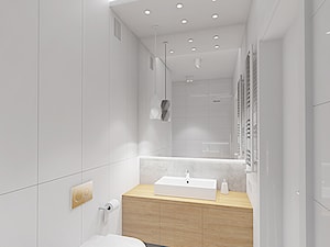 PRZYTULNY MINIMALIZM - Mała bez okna z lustrem łazienka, styl minimalistyczny - zdjęcie od INVENTIVE studio