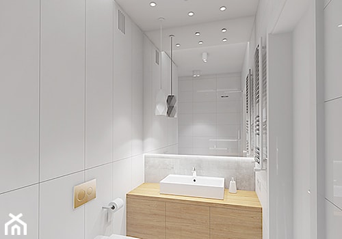 PRZYTULNY MINIMALIZM - Mała bez okna z lustrem łazienka, styl minimalistyczny - zdjęcie od INVENTIVE studio