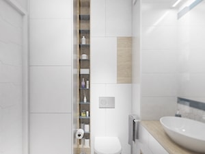 DELIKATNIE - Mała z lustrem łazienka, styl minimalistyczny - zdjęcie od INVENTIVE studio