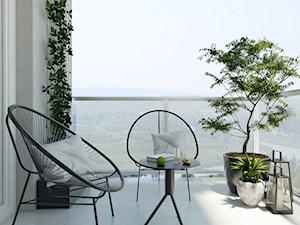 Żoli Żoli - Duży z meblami ogrodowymi z donicami na kwiaty taras z tyłu domu, styl minimalistyczny - zdjęcie od INVENTIVE studio