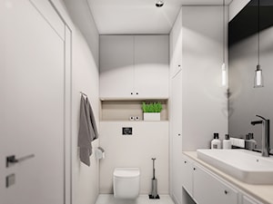 MIESZKANIE URSUS - dwa poziomy - Średnia bez okna z lustrem z punktowym oświetleniem łazienka, styl tradycyjny - zdjęcie od INVENTIVE studio