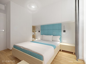MIESZKANIE DWUPOZIOMOWE z miętowym akcentem - Średnia biała sypialnia, styl nowoczesny - zdjęcie od INVENTIVE studio