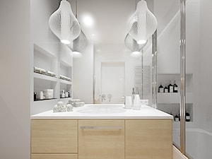 MIESZKANIE DWUPOZIOMOWE z miętowym akcentem - Średnia bez okna z lustrem łazienka, styl nowoczesny - zdjęcie od INVENTIVE studio