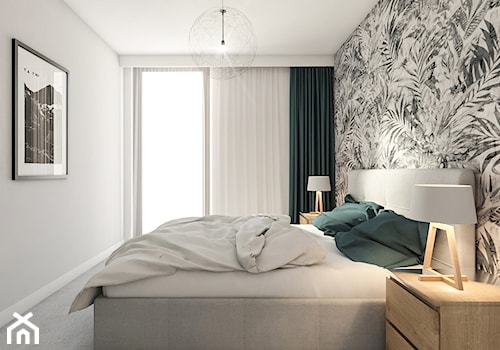 WARSZAWA ŻOLIBORZ - Średnia szara sypialnia z balkonem / tarasem, styl nowoczesny - zdjęcie od INVENTIVE studio