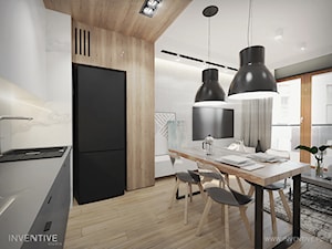 HARMONIJNIE - Średnia szara jadalnia w salonie w kuchni, styl nowoczesny - zdjęcie od INVENTIVE studio