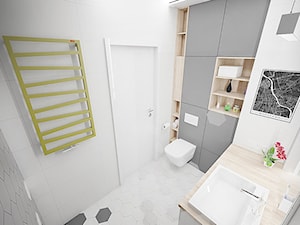 MĘSKI PUNKT WIDZENIA - Mała z punktowym oświetleniem łazienka z oknem, styl minimalistyczny - zdjęcie od INVENTIVE studio