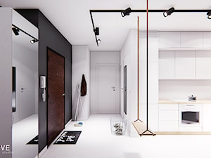 GDYNIA - Średnia otwarta biała z zabudowaną lodówką z lodówką wolnostojącą kuchnia w kształcie litery l, styl minimalistyczny - zdjęcie od INVENTIVE studio