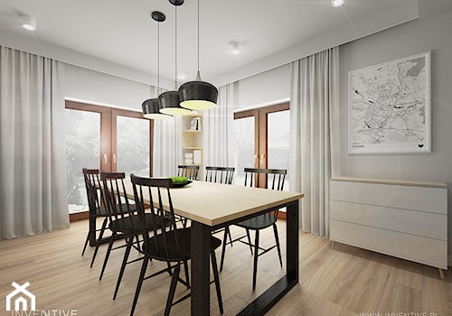 PROJEKT DOMU - Duża szara jadalnia jako osobne pomieszczenie, styl tradycyjny - zdjęcie od INVENTIVE studio