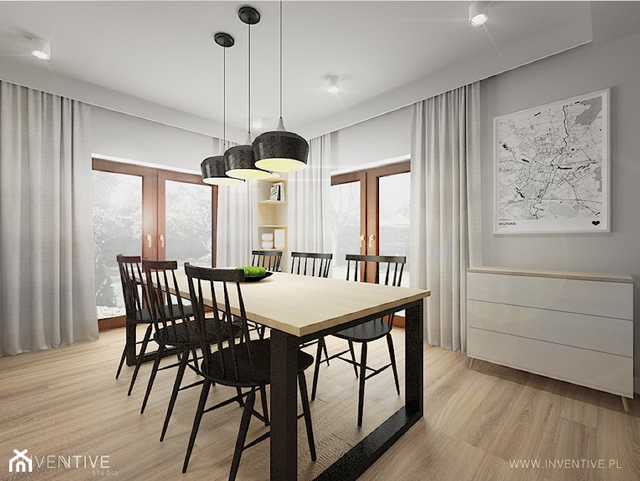 PROJEKT DOMU - Duża szara jadalnia jako osobne pomieszczenie, styl tradycyjny - zdjęcie od INVENTIVE studio