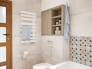 BEŻOWA ŁAZIENKA - Mała bez okna z punktowym oświetleniem łazienka, styl rustykalny - zdjęcie od INVENTIVE studio