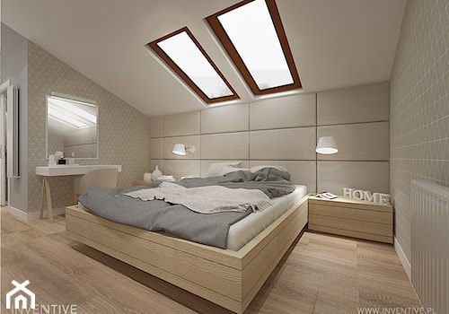 PROJEKT DOMU - Średnia sypialnia na poddaszu, styl nowoczesny - zdjęcie od INVENTIVE studio