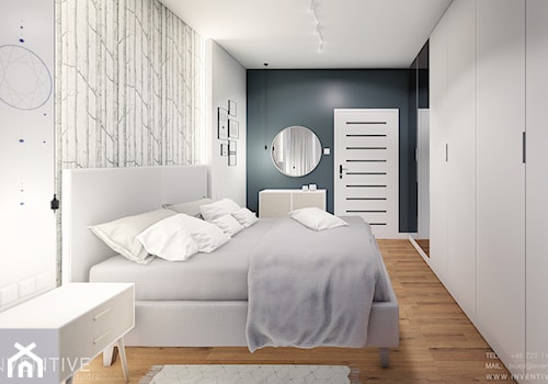 MIESZKANIE WOLA - Średnia biała czarna sypialnia, styl skandynawski - zdjęcie od INVENTIVE studio