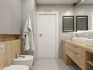 WARSZAWA ŻOLIBORZ - Średnia bez okna z lustrem z dwoma umywalkami z punktowym oświetleniem łazienka, styl nowoczesny - zdjęcie od INVENTIVE studio
