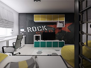 MIESZKANIE URSUS - dwa poziomy - Średni biały czarny szary pokój dziecka dla nastolatka dla chłopca, styl nowoczesny - zdjęcie od INVENTIVE studio