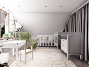 DOM CELESTYNÓW - Duży biały szary pokój dziecka dla niemowlaka dla chłopca dla dziewczynki, styl tradycyjny - zdjęcie od INVENTIVE studio
