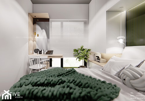 Warszawa Praga - Mała biała z biurkiem sypialnia, styl nowoczesny - zdjęcie od INVENTIVE studio