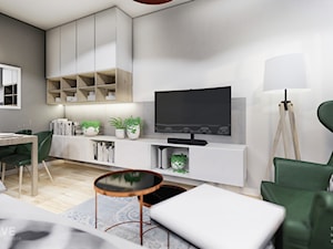 MIESZKANIE REMBERTÓW - Średni szary salon z jadalnią, styl minimalistyczny - zdjęcie od INVENTIVE studio