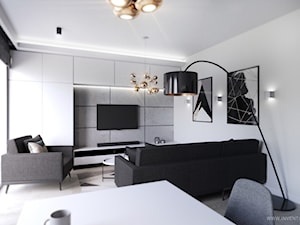MIESZKANIE 70m2 w Łodzi - Średni biały salon z jadalnią, styl minimalistyczny - zdjęcie od INVENTIVE studio