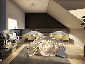 DOM W PŁOCKU - Średnia czarna szara sypialnia na poddaszu, styl nowoczesny - zdjęcie od INVENTIVE studio