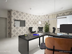 ART DECO - Duże beżowe białe biuro, styl glamour - zdjęcie od INVENTIVE studio