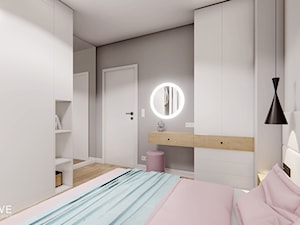 DOM BIAŁOŁĘKA - Średnia biała szara sypialnia, styl nowoczesny - zdjęcie od INVENTIVE studio