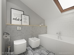 PROJEKT DOMU - Mała na poddaszu łazienka z oknem, styl nowoczesny - zdjęcie od INVENTIVE studio