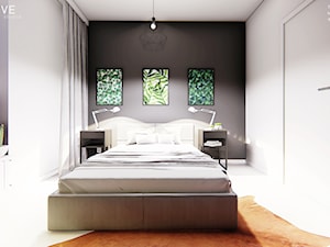 GDYNIA - Średnia biała czarna sypialnia, styl minimalistyczny - zdjęcie od INVENTIVE studio