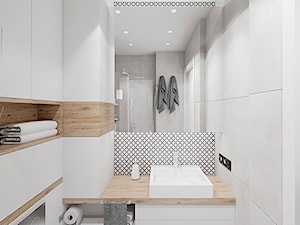 INDUSTRIALNIE - Mała na poddaszu bez okna z lustrem z punktowym oświetleniem łazienka, styl nowoczesny - zdjęcie od INVENTIVE studio