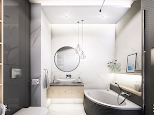 KOBYŁKA - Duża bez okna z punktowym oświetleniem łazienka, styl nowoczesny - zdjęcie od INVENTIVE studio