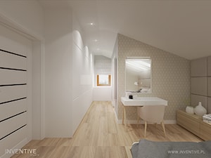 PROJEKT DOMU - Średnia szara sypialnia na poddaszu, styl nowoczesny - zdjęcie od INVENTIVE studio