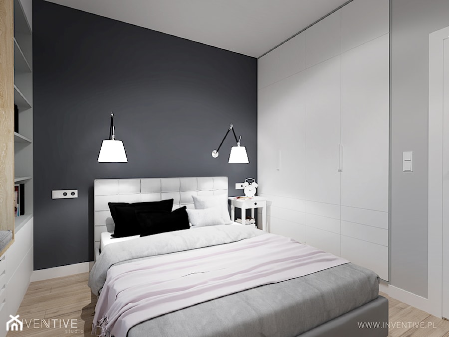 WARSZAWA MURANÓW - Mała szara sypialnia, styl tradycyjny - zdjęcie od INVENTIVE studio