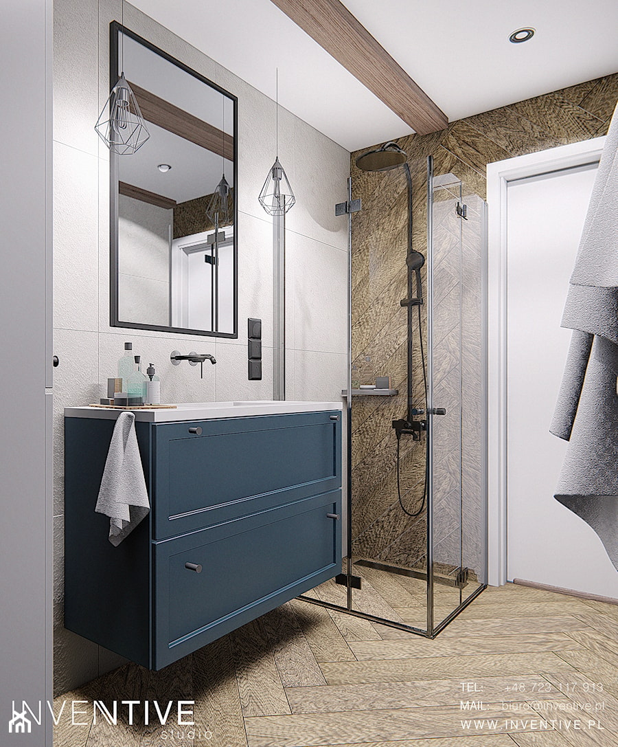 DOM CELESTYNÓW - Średnia bez okna z punktowym oświetleniem łazienka, styl tradycyjny - zdjęcie od INVENTIVE studio