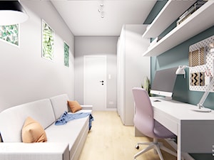 WARSZAWA URSYNÓW - Małe w osobnym pomieszczeniu z sofą szare zielone biuro, styl nowoczesny - zdjęcie od INVENTIVE studio
