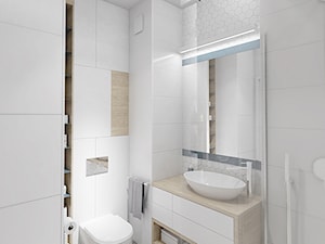 DELIKATNIE - Średnia bez okna z lustrem z punktowym oświetleniem łazienka, styl minimalistyczny - zdjęcie od INVENTIVE studio