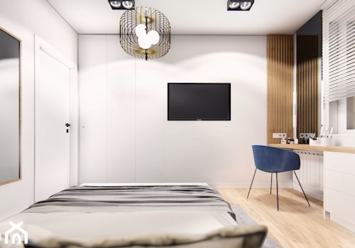 DOM POZNAŃ - Średnia biała sypialnia, styl nowoczesny - zdjęcie od INVENTIVE studio