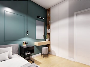WARSZAWA URSYNÓW - Średnia niebieska szara sypialnia, styl nowoczesny - zdjęcie od INVENTIVE studio