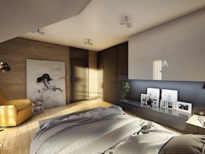 DOM W PŁOCKU - Duża czarna szara sypialnia na poddaszu, styl nowoczesny - zdjęcie od INVENTIVE studio