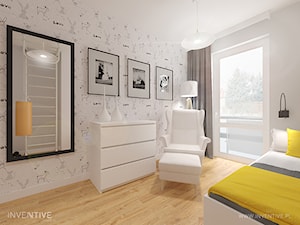 MIESZKANIE DWUPOZIOMOWE z miętowym akcentem - Średnia szara sypialnia, styl nowoczesny - zdjęcie od INVENTIVE studio