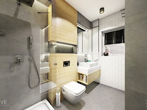 ŁAZIENKA CHOJNÓW - Średnia z lustrem łazienka z oknem, styl nowoczesny - zdjęcie od INVENTIVE studio