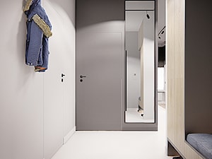 WARSZAWA 50m2 - Średni z wieszakiem biały szary hol / przedpokój, styl nowoczesny - zdjęcie od INVENTIVE studio
