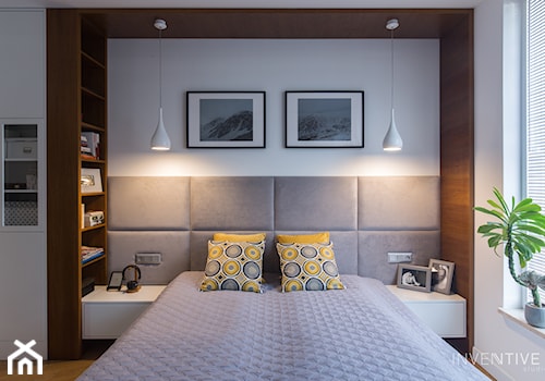 WILANÓW - realizacja - Mała biała sypialnia, styl nowoczesny - zdjęcie od INVENTIVE studio