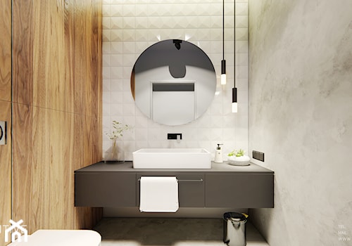 MAKÓW MAZOWIECKI - Mała bez okna z lustrem z marmurową podłogą łazienka, styl nowoczesny - zdjęcie od INVENTIVE studio