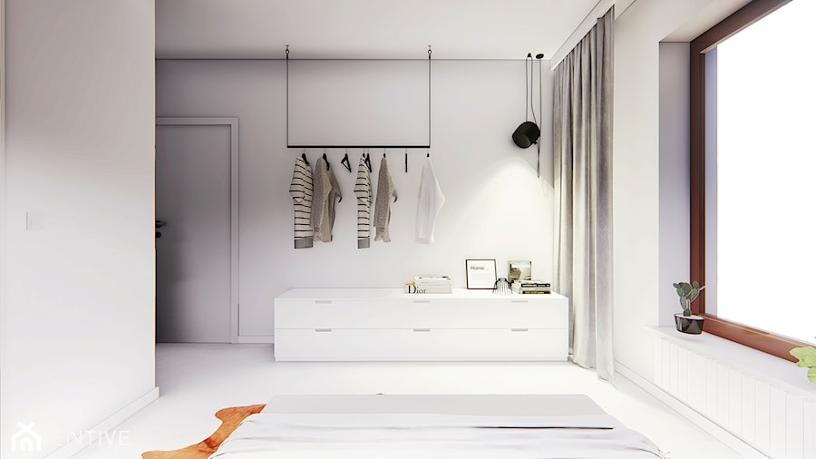 GDYNIA - Średnia biała sypialnia, styl minimalistyczny - zdjęcie od INVENTIVE studio