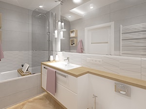Mieszkanie z różowym akcentem. - Duża bez okna z lustrem z punktowym oświetleniem łazienka, styl glamour - zdjęcie od INVENTIVE studio