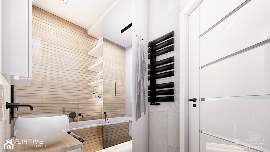 ŁAZIENKA - Średnia bez okna z punktowym oświetleniem łazienka, styl nowoczesny - zdjęcie od INVENTIVE studio